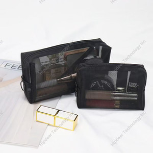 Estuche organizador de cosméticos de viaje con cremallera de malla negra para maquillaje de malla para artículos de tocador diarios, accesorios, monedero - Product Image 6