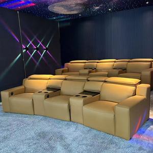 होम थिएटर के लिए आधुनिक वास्तविक चमड़े की पावर रिक्लियर सोफा बड़ी क्षमता निजी फिल्म रूम सीट होम सिनेमा फर्नीचर - Product Image 1