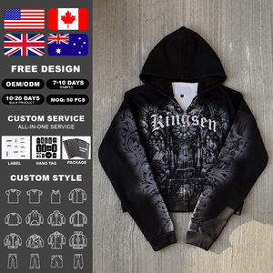 เสื้อฮู้ดดี้โอเวอร์ไซส์ทรงหลวม แบรนด์ OEM สตรีทแวร์ ลายพิมพ์ DTG แบบย้อมสีเอซิด ลุคดิสเทรส ไหล่ตก สำหรับผู้ชาย คอลเลคชั่นฤดูใบไม้ร่วง - Product Image 2