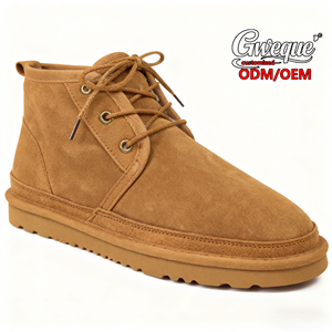 2025 personnalisé Uggs LOGO usine Design hiver nouveaux hommes fourrure-en-un bas Tube chaud mode à lacets bottes de neige chaussures - Product Image 2