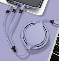 Gratis pengiriman Top1 XTW diskon besar kabel Usb 3 dalam 1 untuk pengisi daya ponsel kabel Usb pengisian daya Usb dapat ditarik