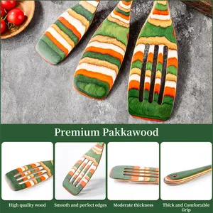2024 nouvelles idées de produits accessoires de cuisine Premium chauds outils de cuisine en bois 3 pièces ensemble d'ustensiles de cuisine Pakkawood exotique élégant