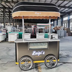 아이스크림 트럭 음식 손수레 바퀴를 미는 gelato 아이스크림 손수레 전기 gelato 손수레를 밀십시오