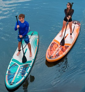 เซิร์ฟบอร์ดจากโรงงานจีน ขนาด 11'6''*35''*6'' บอร์ดพายแบบ SUP สำหรับตกปลา แบบเป่าลม พร้อมปั๊มลม รุ่น CT10/4 ขายดี ดีไซน์ใหม่ ลายไม้ - Product Image 1