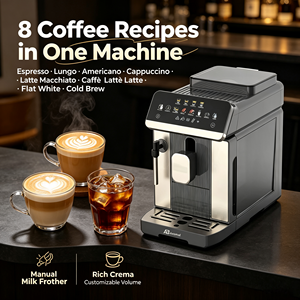 Cafetera Espresso Automática Anbolife de 1350W con Molinillo Integrado, Pantalla Táctil, 8 Recetas de Café y Espumador de Leche de un Toque - Product Image 5