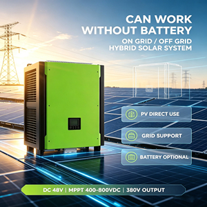 Inversor Solar Híbrido Trifásico de 10KW 15KW, 48V DC MPPT 400-800VDC, Conexión a Red o Fuera de Red, Puede Funcionar Sin Batería, Salida de 380V - Product Image 3