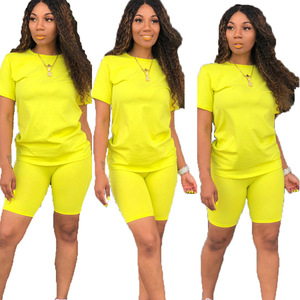 Plus Size Casual T-shirt 2 Piece Biker Track Suit Running Shorts Sportswear Outfits Set - Product Image 2
