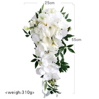 Bouquet de mariée en fleurs artificielles en soie pour exportation transfrontalière, décoration florale en cascade, fleurs à main en forme de goutte d'eau, art floral