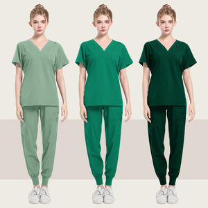 Women's <b>Scrub</b> Suit Set Moisture Wicking V-Neck Short Sleeve Hospital Uniforms Split Design For Medical Workwear - Product Image 1