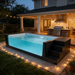 Smart 20ft Prefab Outdoor Spa Pool <b>5</b> Step Ladder Hot Sale Fiberglass Ground UV Resistant Corrosion-Resistant Container Pool - Product Image 5