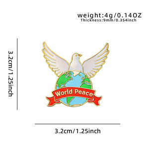 Spille smaltate personalizzate a forma di colomba della pace, spille in metallo <span class=keywords><strong>Amore</strong></span> e Pace, accessorio a tema pace mondiale, disponibili in magazzino - Product Image 4