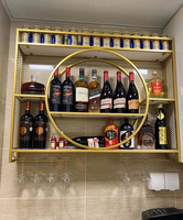 Étagère à vin murale moderne industrielle en fer forgé de luxe, avec panneaux lumineux, pour comptoir de bar et rangement de spiritueux, idéale pour l'ameublement domestique