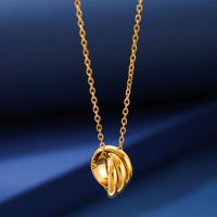 Collier ras du cou en acier inoxydable plaqué or 18 carats, motif cercle creux, sans ternissement, avec trois anneaux entrelacés, pour couple
