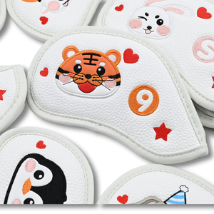 Impermeable bordado Animal Logo Velcro cierre Golf Iron Head Cover Velvet Forro Golf Iron Headcover Set - Product Image 4