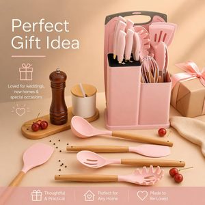 Popular 19Pcs Kitchen Utensils Set <b>Silicone</b> Spatula Ladle Cooking Utensil With Holder - Product Image 4