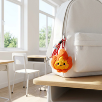 Nouveaux porte-clés en peluche mignons en forme de flamme, jouets en peluche créatifs de dessin animé, breloques de sac à dos pour couples, cadeau exquis pour enfants, vente en gros