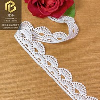 LEIXUSI Bordure en dentelle festonnée soluble dans l'eau de 2,5 cm, broderie ondulée pour poignets, cheongsam, robe de mariée, textile de maison