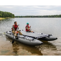 Bateau pneumatique à pontons en PVC de 1,2 mm pour 4 personnes, type catamaran, avec bouée de ponton