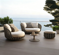 Canapé d'extérieur en teck, rotin et aluminium, mobilier de jardin, salon de jardin, mobilier de terrasse, mobilier de salle à manger d'extérieur