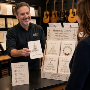 Carte de Noël musicale Plantable avec notes et portées musicales – Carte en papier grainé pour la vente en gros - Product Image 2