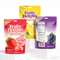 Sachet personnalisé de 100g pour bonbons gélifiés aux fruits et vitamines, pochette verticale en aluminium Mylar MOPP VMPET PE avec fermeture éclair pour emballage de suppléments fruités