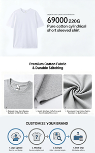 เสื้อยืดผู้ชายคอตตอน 100% 220gsm ทรงปกติ พิมพ์ลายโลโก้ตามสั่ง ขายส่ง เสื้อยืดเปล่าสำหรับผู้ชาย รับผลิตแบบ OEM เสื้อลำลองใส่ได้ทุกวัน - Product Image 3