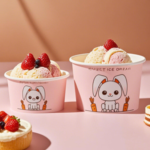Biologisch abbaubare kompost ierbare Beschichtung und personal isiertes Logo Individuell bedruckter Papier-Eis becher für Joghurt kuchen
