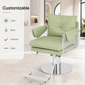 Barber Shop Beauty SalonProfessional Styling <b>Chairs</b> PU <b>Leather</b> Acrylic with Footrest Barber <b>Chair</b> for Barbershop - Product Image 6