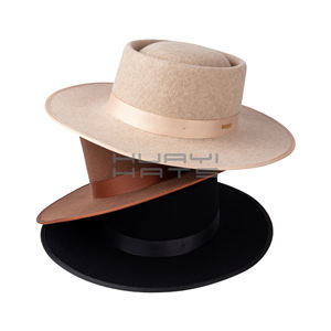Topi Fedora wanita tepi lebar grosir topi bermain uniseks topi flanel klasik - Product Image 1