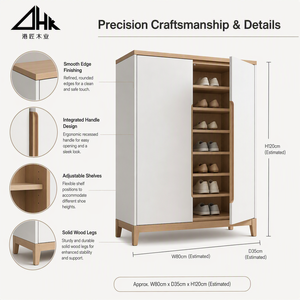 Meuble à chaussures moderne et fin en bois pour entrée, étagère de rangement gain de place pour couloir, grande capacité, organisateur de maison, unité de rangement - Product Image 4
