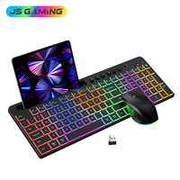 Clavier et souris sans fil 2,4 G JSgaming avec personnalisation de la langue, rétroéclairés et rechargeables pour ordinateur, Mac et ordinateur portable