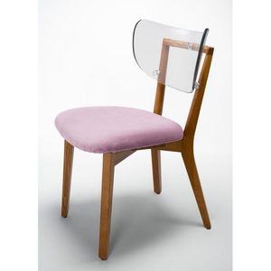 Moderna sedia in legno trasparente in legno rovere macchiato frassino monoblocco tessuto bouclé-sabbia-SURI legno per salotti modello SRIVL033 - Product Image 6