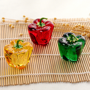 Adornos de <span class=keywords><strong>Cristal</strong></span> de Alta Calidad, Frutas y Verduras Simuladas, Pimientos Verdes Pequeños, Adornos para el Hogar y Restaurantes Chinos - Product Image 1