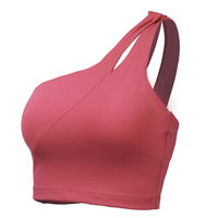 Novo 20% Spandex Mulheres Yoga Sutiã de Fitness Esporte Tops Logotipo Personalizado de Um Ombro Oco Out Sports Bra