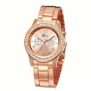 6PCS Set Rose Gold Luxury Watch Women Ring Necklace <b>Earring</b> Rhinestone Fashion Wristwatch Casual Ladies Bracelet Watches - Product Image 6