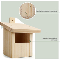 Nichoir pour oiseaux en bois naturel résistant aux intempéries, type demi-caverne