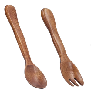 Ensemble de deux cuillères en bois poignée de designer article de vaisselle utilisation mariage vaisselle de table article couverts en bois - Product Image 3