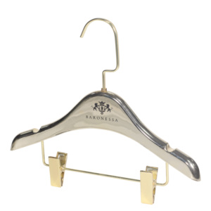 Sang trọng vàng sáng bóng kim loại nhựa bé trẻ em vải móc áo với biểu tượng tùy chỉnh và clip cho hiển thị trong cửa hàng hoặc Boutique - Product Image 4