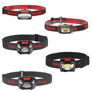 Ronix khẩn cấp Led Đèn Pha lithium có thể sạc lại pin ABS Cảm biến chuyển động đèn pha với ánh sáng màu đỏ trắng