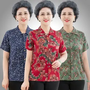 Trung niên và người cao tuổi mùa xuân thời trang lỏng lẻo phù hợp Áo cardigan Áo Mẹ trẻ mới cổ vuông Áo sơ mi dài tay