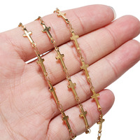 Nouvelle arrivée chaîne en acier inoxydable faite à la main 5mm PVD plaqué or croix connecter Style bricolage accessoires pour la fabrication de bijoux Anti