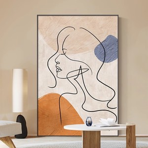Peinture abstraite de portrait sur toile, encadrée dans un cadre en alliage d'aluminium, pièce unique, art mural à suspendre pour salon, fond de canapé - Product Image 3