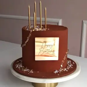 Oin topper decorazione torta di buon compleanno in acrilico quadrato marcato con aria