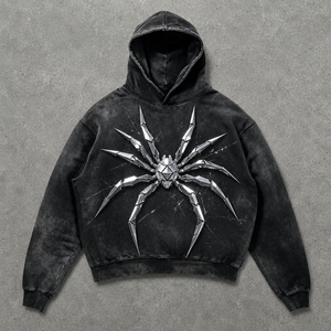 <span class=keywords><strong>Sweat</strong></span>-shirt à <span class=keywords><strong>capuche</strong></span> vintage délavé pour homme, motif toile d'araignée métallique style Line-Art, idéal pour le streetwear, vente en gros, personnalisation OEM ODM - Product Image 5