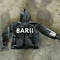 Hoodie Streetwear Personnalisable 100% Coton, Délavé à l'Acide, Coupe Courte, Broderies et Patchs, Coupe Oversize pour Homme