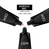 Gel Acrílico de Alta Calidad para Uñas, 60g, Efecto Constructor, Colores Rosa, Blanco y Transparente, Extensiones de Uñas