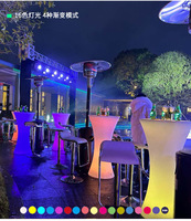 Ensemble de table de bar moderne en plastique de qualité commerciale avec éclairage LED, table haute à changement de couleur avec tabourets de bar pour événements et repas