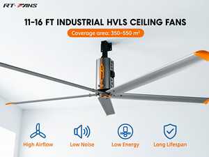 Ventilateur de plafond HVLS RTFANS 11ft 14ft 16ft, grand ventilateur à haut débit d'air, économie d'énergie, pour usage industriel, usine, entrepôt, salle de sport, atelier, usage commercial - Product Image 4