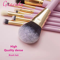 Set Kuas Makeup Perjalanan 15 Buah Berkualitas Tinggi dengan Bulu Sintetis & Gagang Kayu Warna Pink, Cocok untuk Wajah & Cukur
