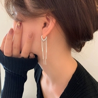 Anting-anting lingkaran dengan jumbai kancing jamur perak berbentuk hati EK164, berlapis rhodium, bergaya trendi untuk pelajar